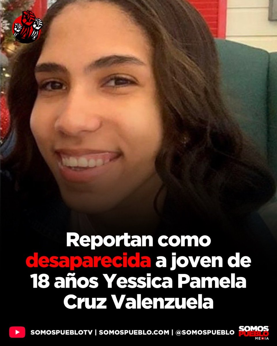 RDSomosPueblo's tweet photo. Familiares de la joven Yessica Pamela Cruz Valenzuela, conocida como "Lorena", reportaron su desaparición desde la mañana de ayer domingo. La joven, de apenas 18 años, fue vista por última vez en circunstancias que han generado gran angustia entre sus allegados, quienes han puesto a disposición el número telefónico 849-655-1035 para cualquier información que ayude a dar con su paradero. Se solicita a la ciudadanía y a las autoridades competentes difundir esta información de manera urgente para agilizar su localización. Ante la vulnerabilidad de la situación, la familia espera una pronta respuesta de los organismos de investigación para garantizar que Lorena regrese sana y salva a su hogar.