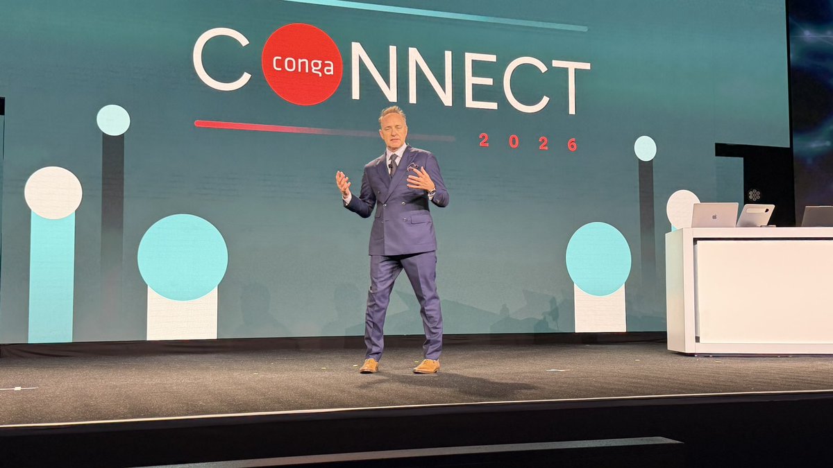 rwang0's tweet photo. MyPOV: Dave Osborne CEO of @CongaHQ takes stage to talk about connection and how technology improves the human condition and why @CongaHQ exists to elevate business. #CongaConnect https://t.co/l5nzweOU9W