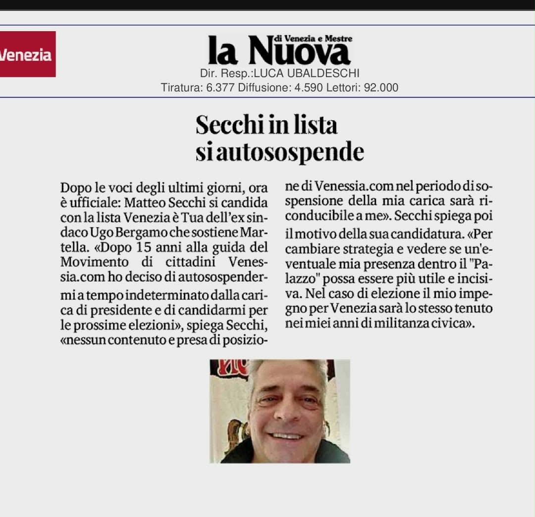 MatteoSecchi1's tweet photo. Scendo in campo.
#venezia #elezionivenezia2026 https://t.co/WwnLsKUf9I