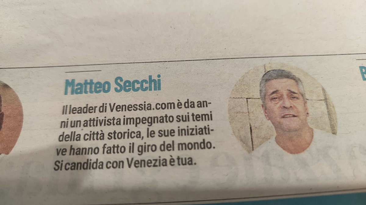 MatteoSecchi1's tweet photo. Scendo in campo.
#venezia #elezionivenezia2026 https://t.co/WwnLsKUf9I