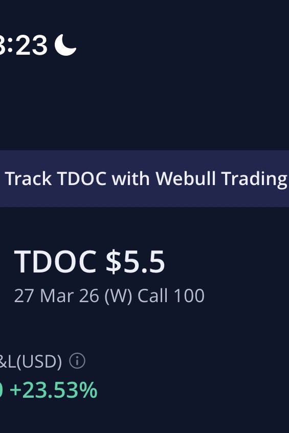 traderarena's tweet photo. @Banana3Stocks , Thanks for the $TDOC Trade Idea. Options would be nicely up today when market opens! https://t.co/aj0Vq4kAnV