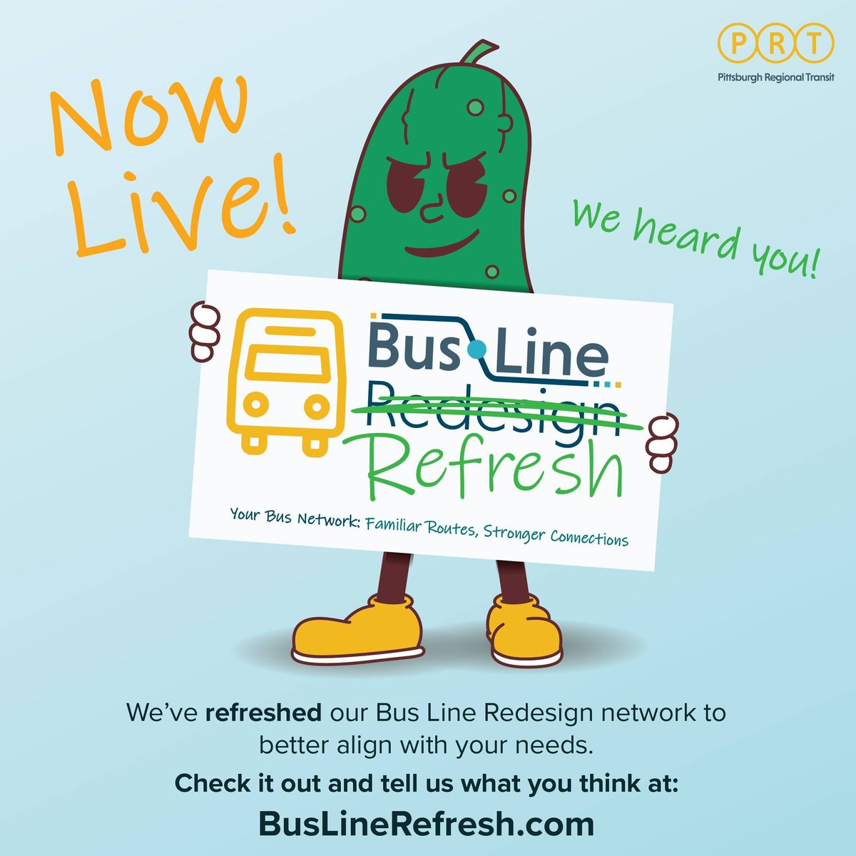 ACTAPGH's tweet photo. It’s finally here! 

Check out PRT’s second draft of BLR - now called Bus Line Refesh today to see how your bus route might be changing and tell us if we got it right!

Visit today at https://t.co/EyVARqn201. https://t.co/cLiqYY3WRC