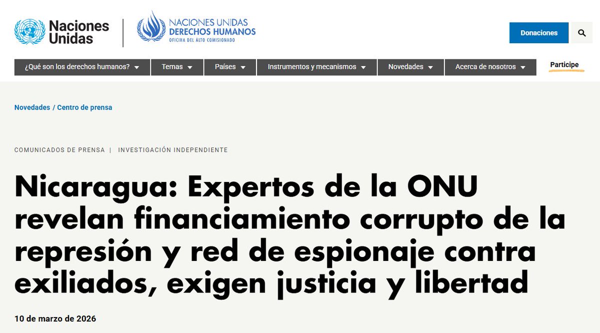 📝 El Grupo de Expertos en DDHH de la ONU revela un patrón sistemático de represión, captura institucional y eliminación del espacio cívico en Nicaragua.

Informe —A/HRC/61/56

📌 Leé el Informe —A/HRC/61/56  👉 nicaraguanuevageneracion.blogspot.com/2026/03/inform…
