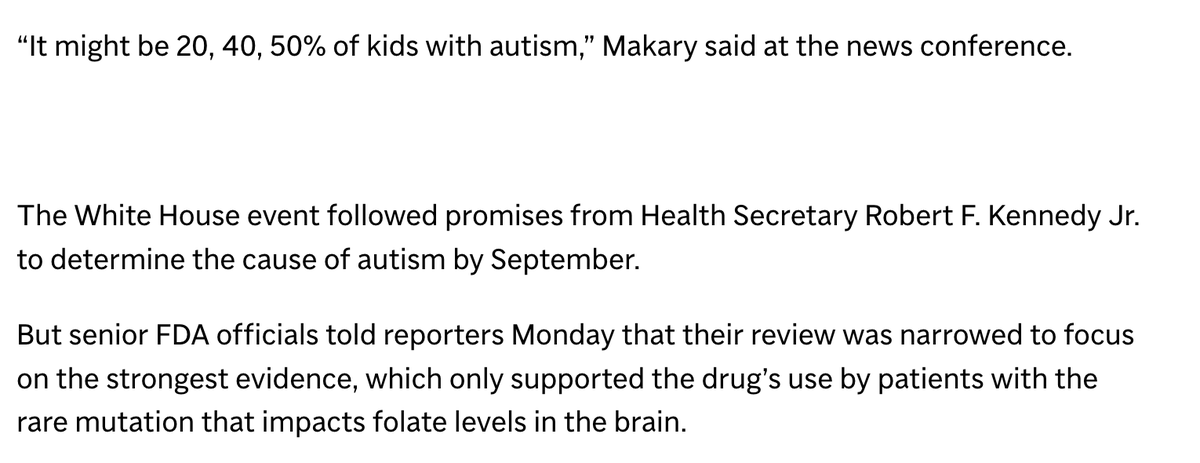 “It might be 20, 40, 50% of kids with autism,” Makary said at the news conference.