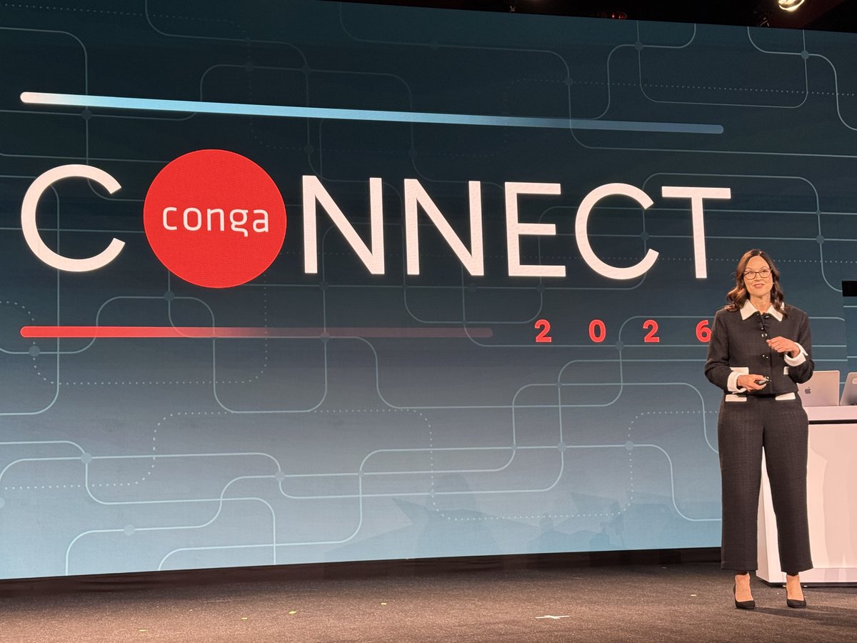 lizkmiller's tweet image. And away we goooooo!!!! Getting us started at #CongaConnect is @CongaHQ #CMO Celia Fleischaker with the welcome.