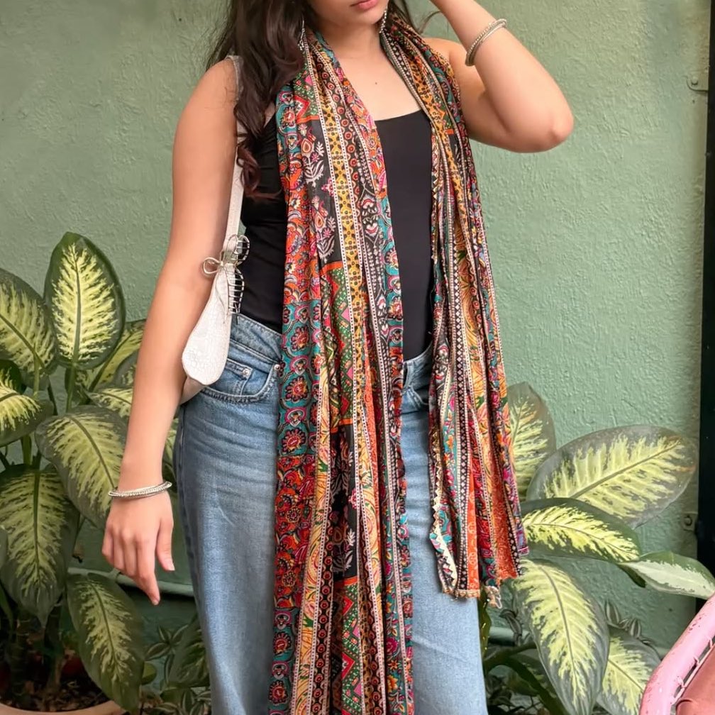 dupatta with tank top and jeans