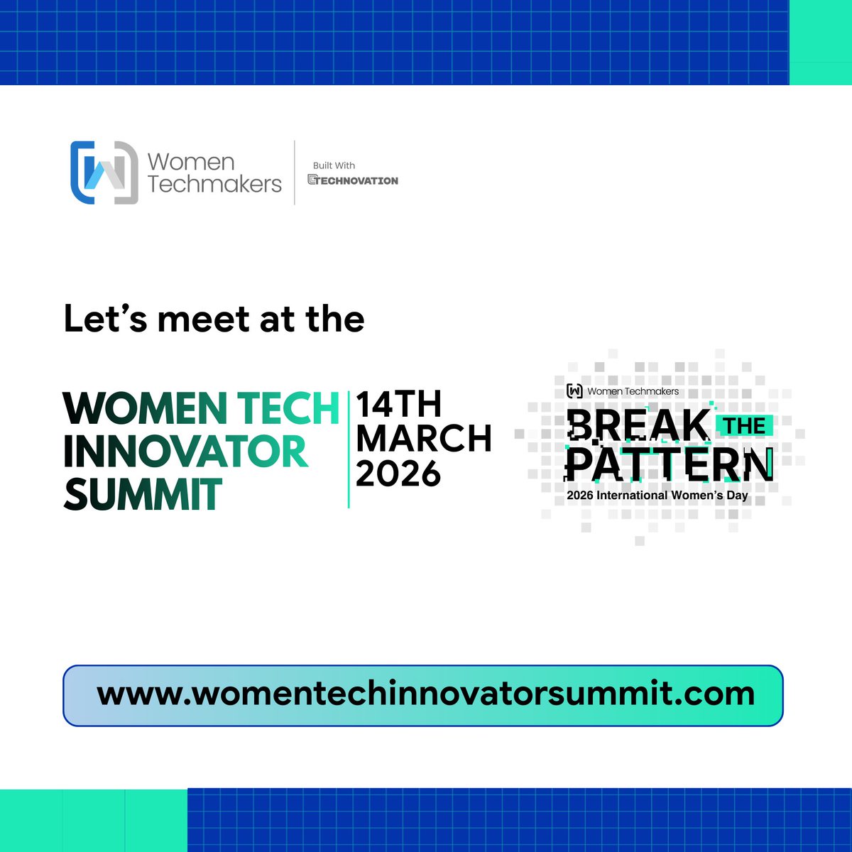 Bare_nice's tweet photo. 🚨 Women in Tech, This Is Your Invitation!

Join Womentechmakers room at Women Tech Innovators Summit;  bringing together bold women building in AI, Blockchain, and other emerging technologies to connect, learn, and unlock new opportunities.

#IWD #womenhelpingwomen #womenintech https://t.co/ALPebunv6C