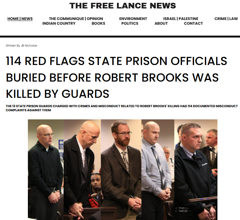 The 13 New York State prison guards charged with crimes and fired for misconduct related to the killing of Robert Brooks had 114 DOCUMENTED MISCONDUCT COMPLAINTS AGAINST THEM
thefreelancenews.org/home/114-red-f…