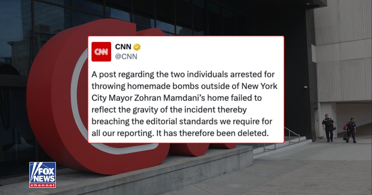 POST PULLED: CNN is facing backlash after deleting an X post that described two terror suspects as “Pennsylvania teenagers” before detailing their arrest for allegedly throwing homemade bombs outside New York City Mayor Zohran Mamdani’s home.

Federal prosecutors now charge the