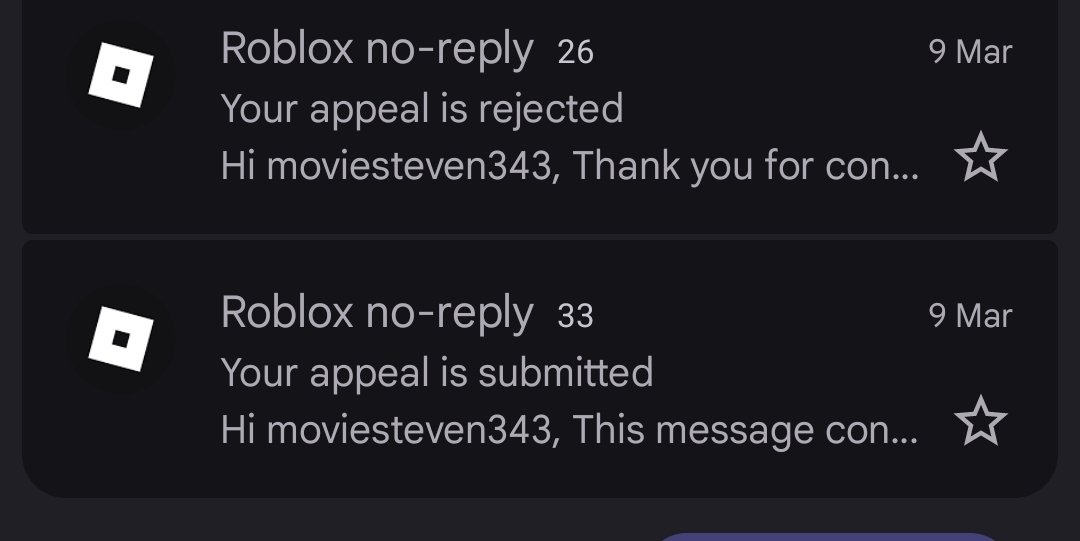 Stove3415's tweet photo. @Roblox y'all really gotta work on unbanning everyone after your ai went rogue and deleted multiple people's accounts.

I got mine deleted and I've been on this platform since 2017-2016

Already sent appeals but they get automatically denied 

my user is moviesteven343 https://t.co/b8W86KnajQ