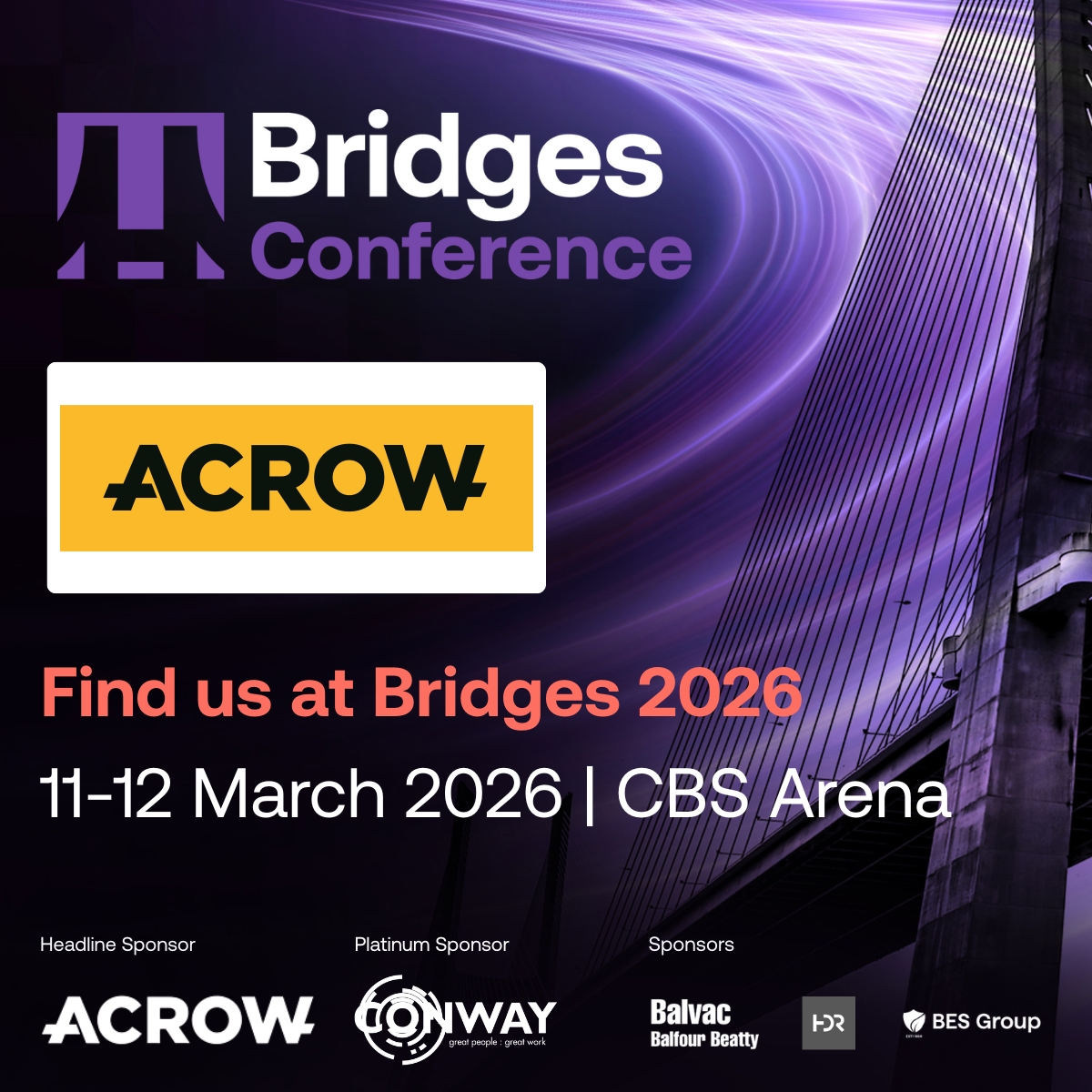 AcrowBridge's tweet photo. We are proud to be the Headline Sponsor of the Bridges 2026 Conference in Coventry UK.
Join us on Stand D09 to explore how Acrow bridges are  delivering temporary access and permanent crossings globally.
Alternatively, connect with us here: https://t.co/dTcvPmcioS
#Bridges2026 https://t.co/3FS2uPVR2a