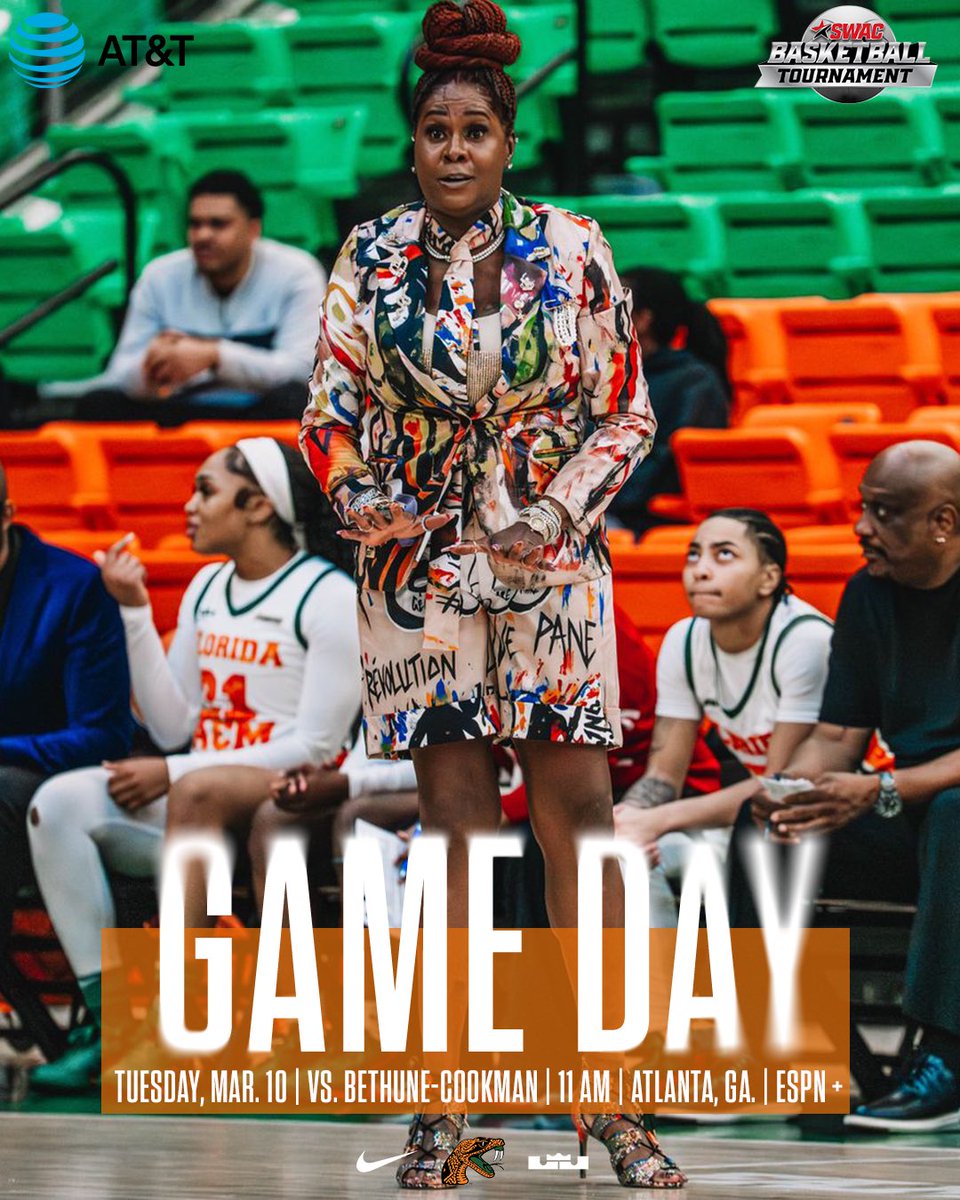 FAMU_WBB's tweet photo. 🐍🏀 GAME DAY IN ATLANTA

It’s win-or-go-home time for the Rattlers. Florida A&amp;M takes the floor in the SWAC Basketball Tournament as they face rival Bethune-Cookman with a trip to the next round on the line.

📍 Atlanta, Georgia
🕚 11 AM
📺 ESPN+

#FangsUp https://t.co/nbK3lLnFqW