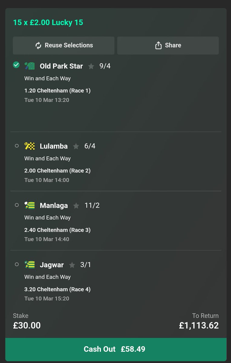 BarmyBantam10's tweet photo. @AndyRobsonTips 1 down 3 to go 💪🏼🏇🏿 https://t.co/GuOAxmd62Y