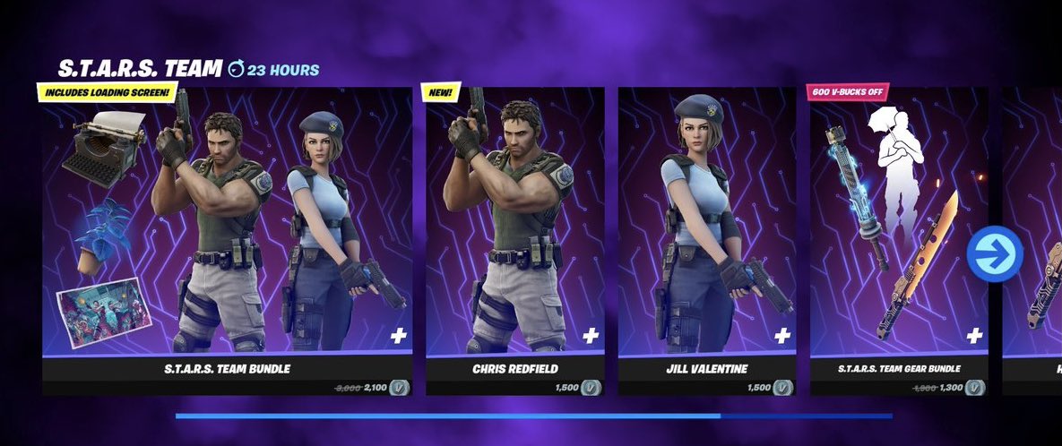 REBiohazardNews's tweet photo. How will this affect the pricing of old returning items? Will they keep the same prices, or reduce them to account for the increase in V-Bucks prices?

If the old Resident Evil skins return on March 19 or later, would we end up paying more for them? https://t.co/YSpzWNmZju