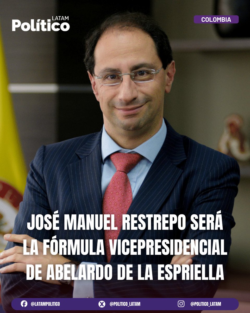🇨🇴🤝 De la Espriella elige a José Manuel Restrepo como su fórmula vicepresidencial

El candidato de la derecha, Abelardo de la <a href="/ABDELAESPRIELLA/">Abelardo De La Espriella</a>, sorprendió al tablero político al anunciar al exministro de Hacienda, José Manuel Restrepo, como su compañero de fórmula. El abogado