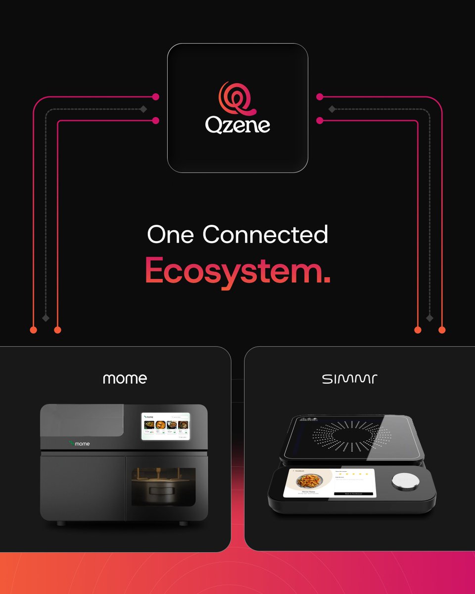 Qzeneofficial's tweet image. Upload on QZENE. Execute on SIMMR. Automate on MOME. Software powers the kitchen.

#Qzene #Simmr #MOME #SmartKitchen #KitchenTech #FutureOfCooking #CookingAutomation #AIKitchen #RecipeApp