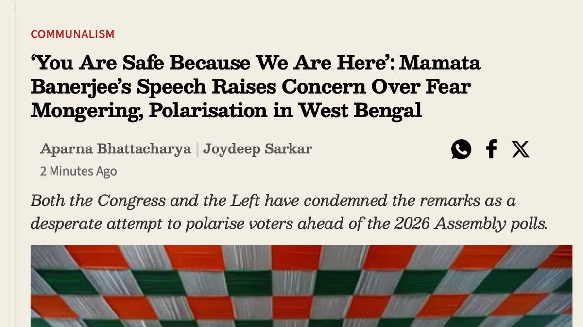 Battleflow_'s tweet photo. “Nobody should question the TMC regarding bringing Muslims upon BJP’s provocation.” — Mamata Banerjee

Why is communal mobilisation being justified openly by the Chief Minister of a state that claims to be “secular”? https://t.co/so464mLvQB