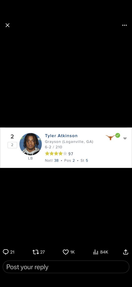 Horns63's tweet photo. It’s time to call somebody out. Who was the author or recruiting service behind this 4 ⭐️ rating?
If there was ever a 5 ⭐️ coming out of HS, this is the dude. And it should have been unanimous for any ball knowers. #DoYourJob #500Tackles #HSAA @TexasFootball 🤘🏼 https://t.co/CIzDOEzHYj