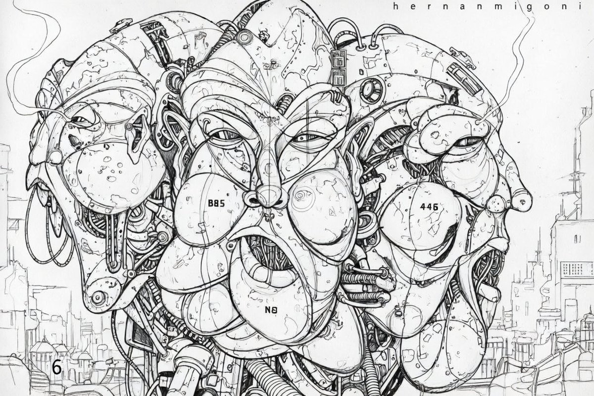 "Tricéfalo".Óleo sobre papel / retoque digital 20%. 
"Tricephalus". Oil on paper / digital retouching 20%.

#Biomechanical #DarkArt #Surrealism #HRGigerInspired #DarkSurreal #Cyberpunk #HorrorArt #MacabreArt #SciFiArt #DisturbingArt