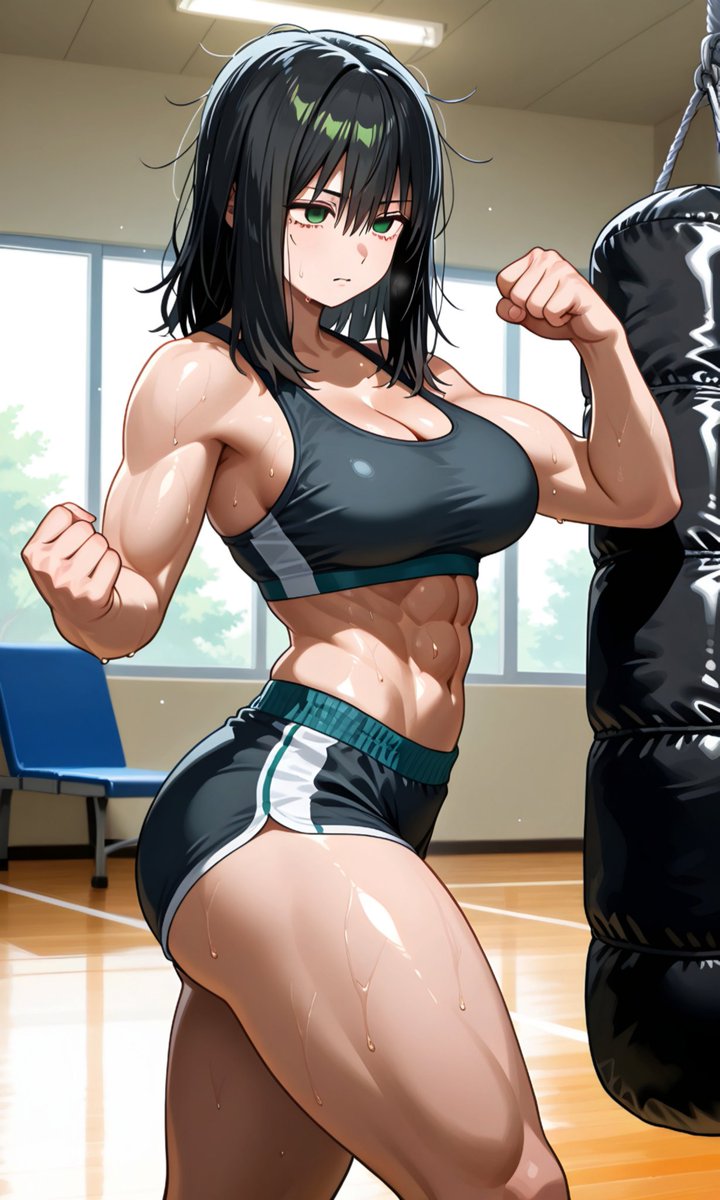 Back in the gym working on her form.