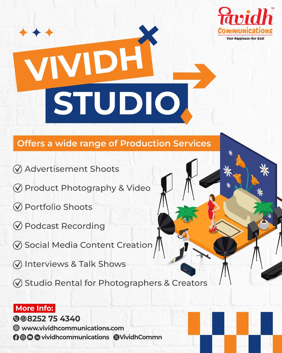 VividhCommn's tweet image. Vividh Studio – your one-stop destination for professional production services

Create powerful content with professional setup and creative expertise.

📞 Book your slot today: 8252 75 4340
🌐 vividhcommunications.com

#VividhStudio #ContentCreation #PhotographyStudio