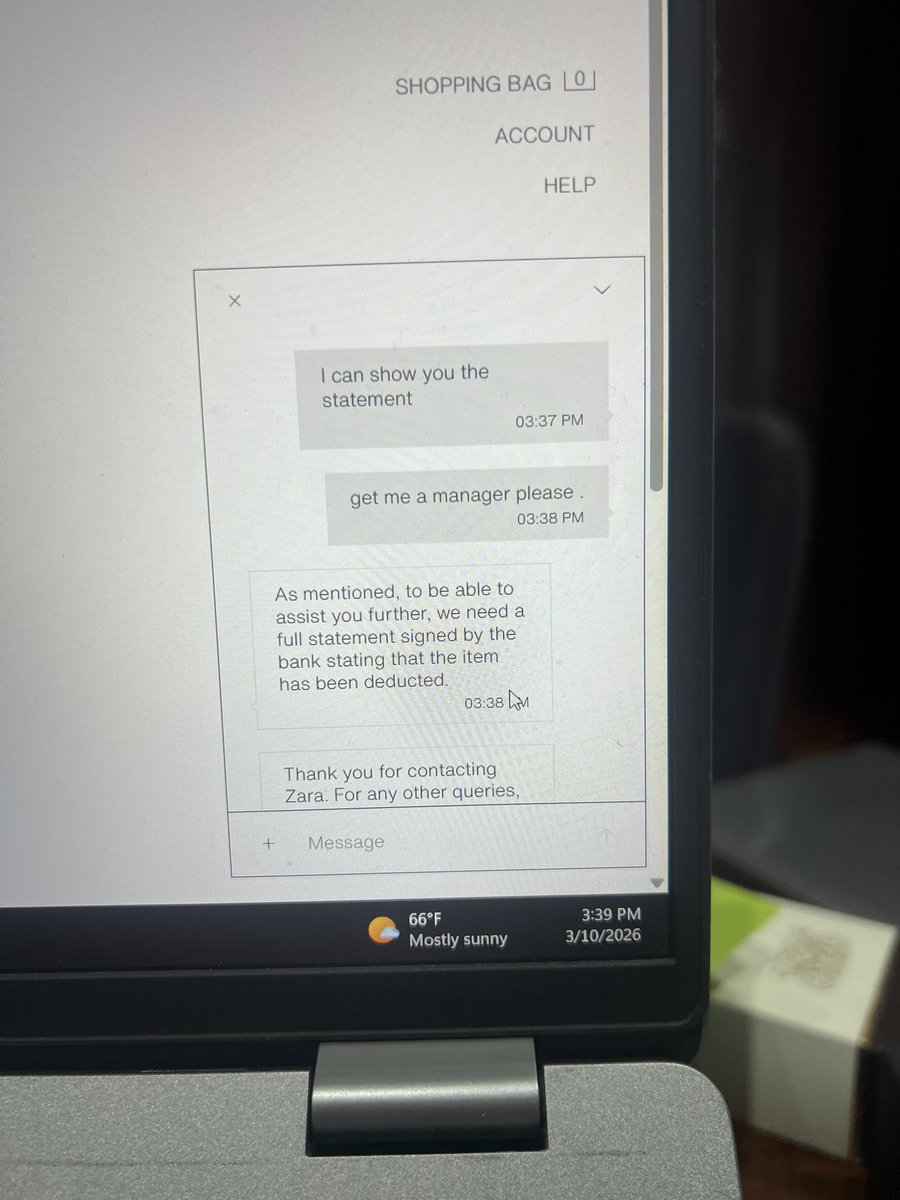 productpharaoh's tweet photo. @ZARA_Care I requested a manager and they ended the conversation ! https://t.co/I1r9ECjZwn