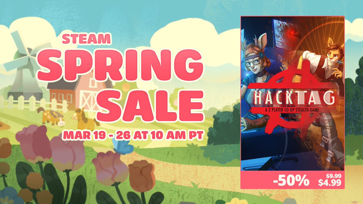 HacktagTheGame's tweet photo. #SteamSpringSale is live 🌸
Hacktag is 50% off until March 26!

Team up with friends to become the best Agent/Hacker team and complete co-op stealth missions.

👉 Play now on #Steam: https://t.co/WtjJbDbh1B https://t.co/SrIJ1KRJmL