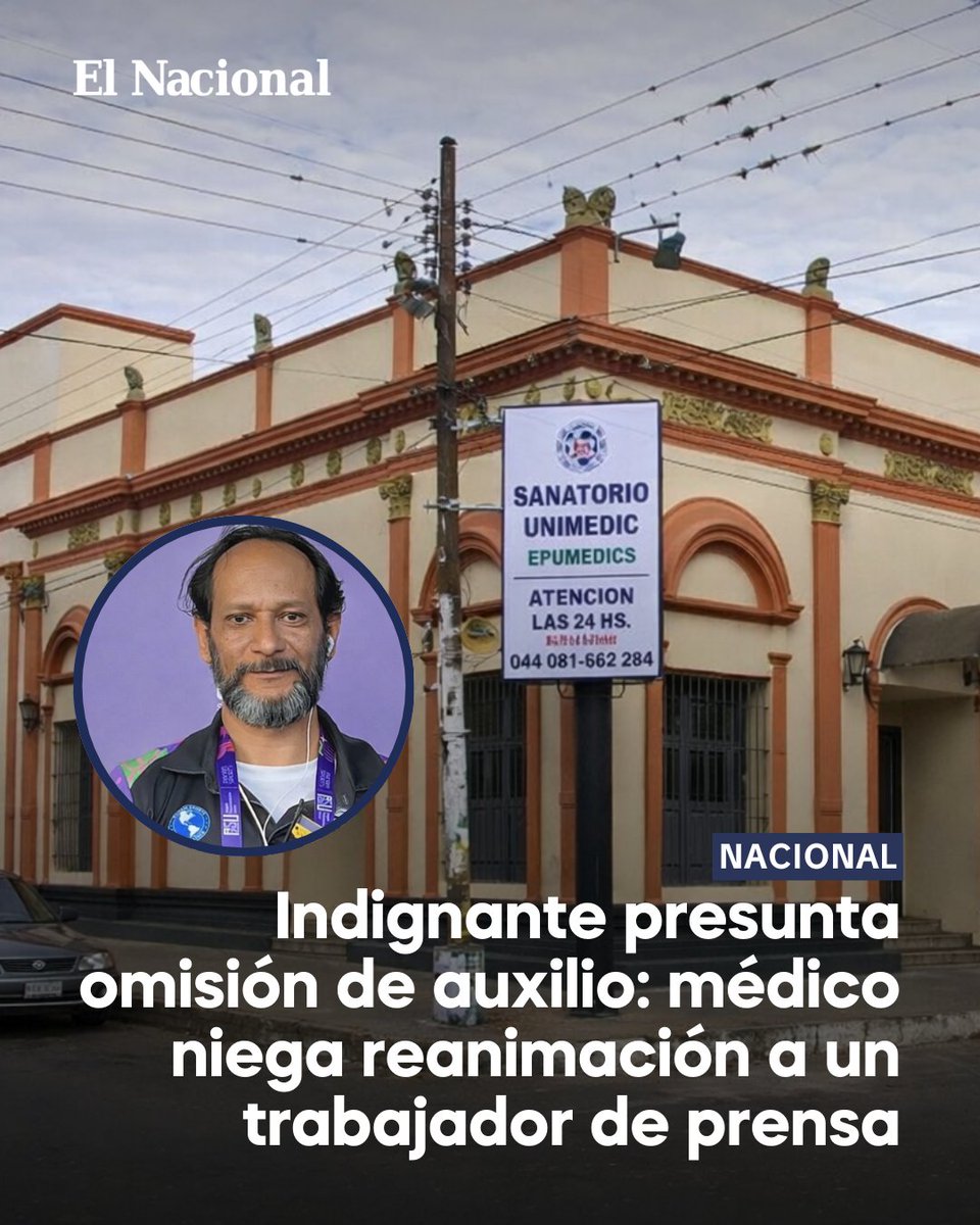 INDIGNANTE | 😡

🔹La familia de Derlis Domínguez, camarógrafo vinculado a Paraguay TV, denunció un presunto caso de omisión de auxilio en el hospital privado Unimédic de Luque, luego de que fuera trasladado de urgencia a la madrugada del sábado 7 de marzo tras sufrir una