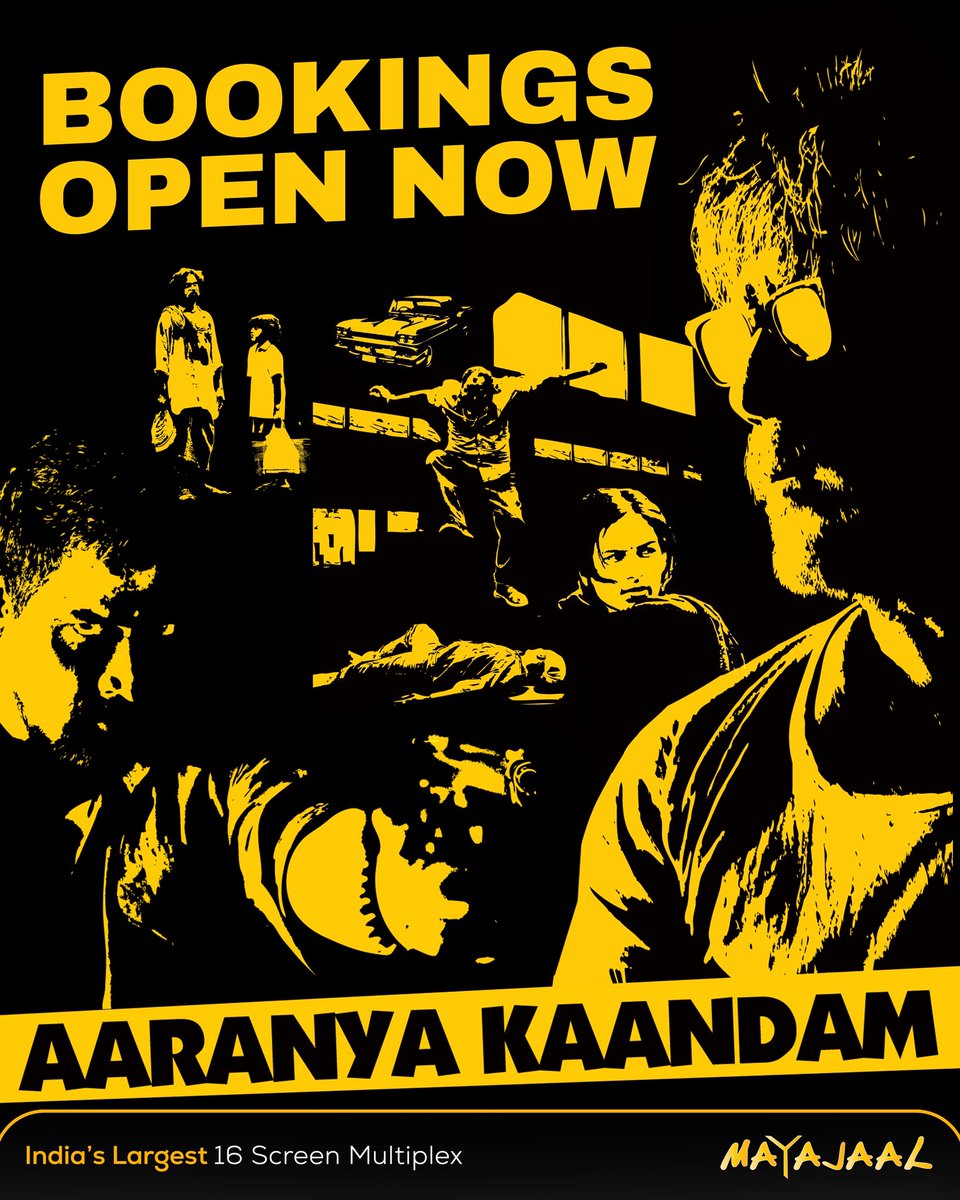 MayajaalECR's tweet photo. Thiagarajan Kumararaja-vin #AaranyaKaandam 👽🔥
The cult classic returns to #Mayajaal
🎟️ Book your tickets now - https://t.co/wpWyIQvtuw
#AaranyaKaandam #ThiagarajanKumararaja #SPBCharan #RaviKrishna #JackieShroff #SampathRaj #GuruSomasundaram #YuvanShankarRaja https://t.co/8e57Am7vGt