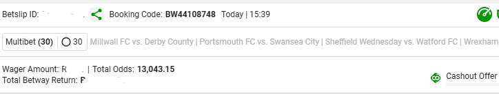ThaboMakgobi's tweet image. Tonight’s #PowerHour BetWay codes 🔥
Possible BTTS (Yes) converted to Goals markets – all games at 21:45:

BW44108748 – 13K Odds – Home/Away Total Goals (Over 0.5)

BW44107033 – 400 Odds – Full-Time Total Goals (Over 1.5)