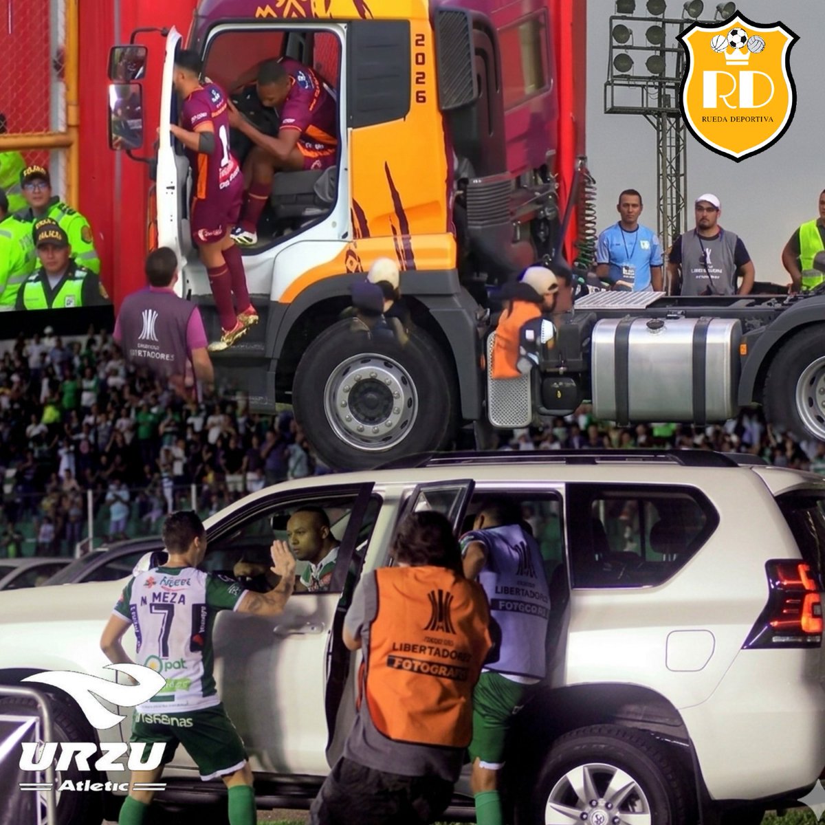 RuedaDepPeru's tweet photo. La celebración del gol del panameño Ayarza (#ChankasCYC) en un #camion no es novedad para los #cremas, en #Enero del 18 el delantero uruguayo Maximiliano Freitas (#OrientePetrolero) le anotó un gol en #CopaLibertadores a #UniversitarioDeDeportes y lo celebró en una #camionetas4x4 https://t.co/D8vp8TQfxI