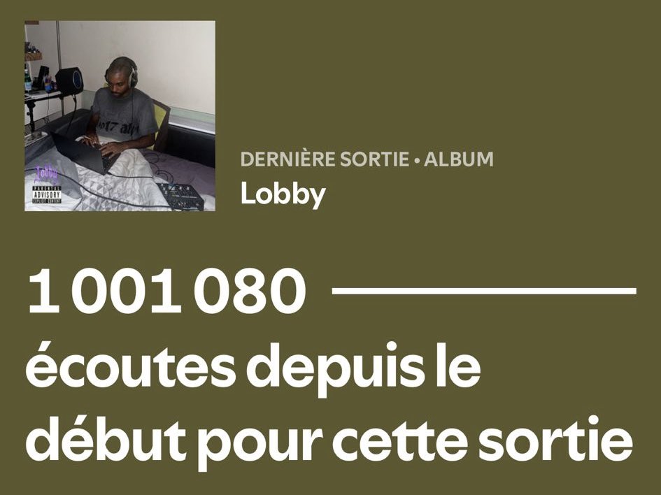 1M streams spotify only en 3 jours