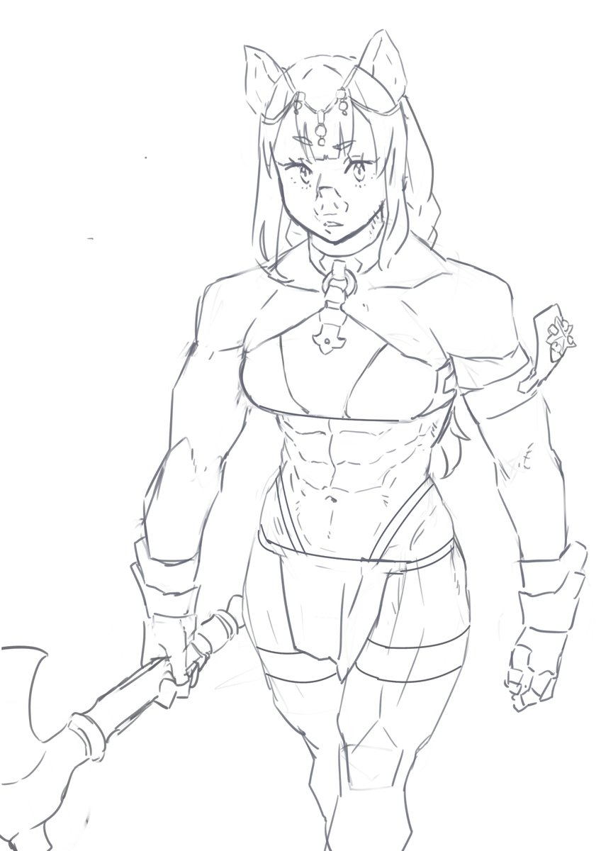 ストルハング家(オーク)戦士の落書きですわ😊 