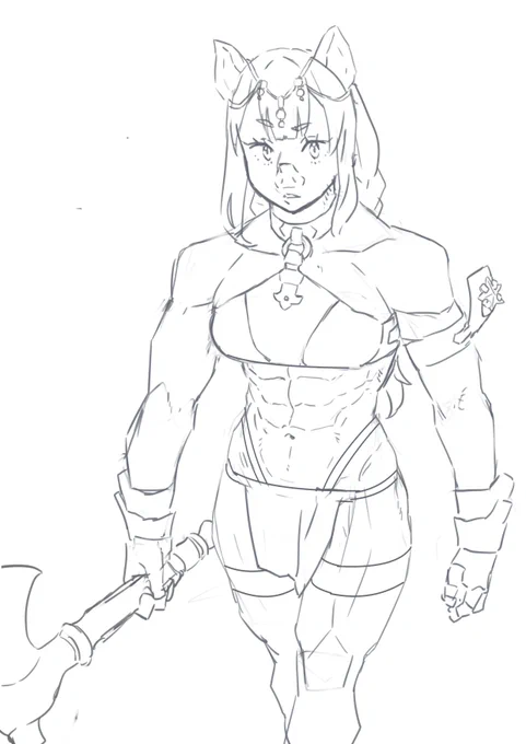 ストルハング家(オーク)戦士の落書きですわ😊 