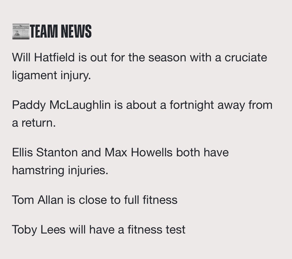 Be lucky to get anything out the game tonight with these injuries 

Not the best time to move on two players . . Are we bringing anyone in? 

#Darlo