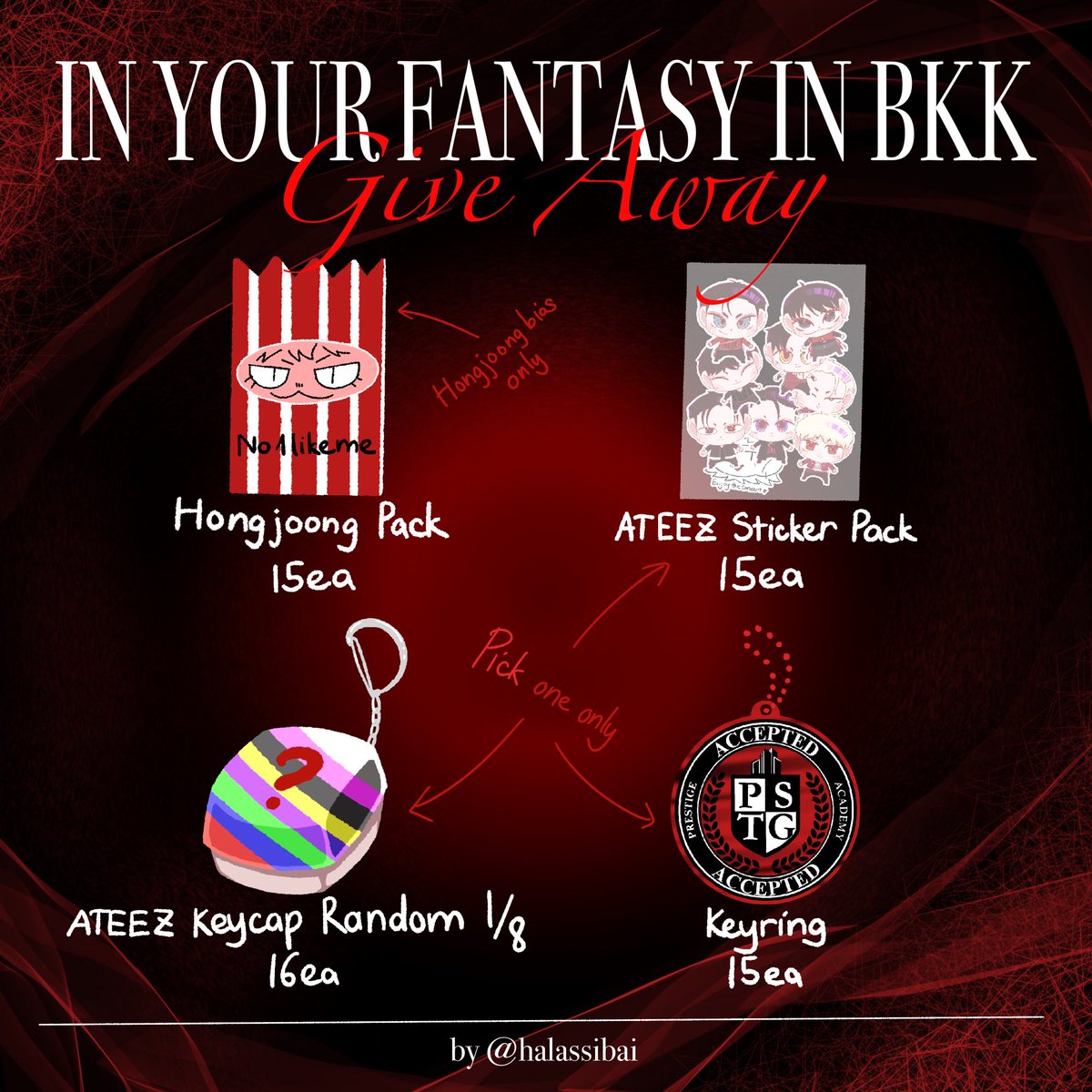 Tba Sticker 🎉 Giveaway 🎉 📌#In_Your_Fantasy_BKK 🐿️ Hongjoong Pack: 15ea 🏴☠️ ATEEZ ...