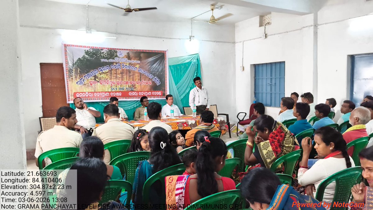 DFO_Bamra's tweet photo. GP-level #Forest #Fire 🔥Awareness Meeting held at #Dimirimunda GP, #Jamankira Range under #Bamra WL Division to sensitize villagers on fire prevention and forest protection. 🌿🔥 #ForestFire #Awareness #BamraWL
@SambalpurRccf @PCCFWL_Odisha @pccfodisha @ForestDeptt @DmSambalpur https://t.co/CV4VXpcExM