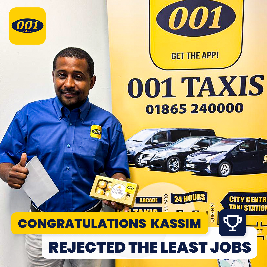 001Taxis's tweet image. 🏆👏 Congratulations to Kassim for rejecting the least jobs this week!
No rent charged for coming 1st. Top 3 in the last few weeks also so well done! 💛
#001Taxis #TopDriver #Oxford #Winner