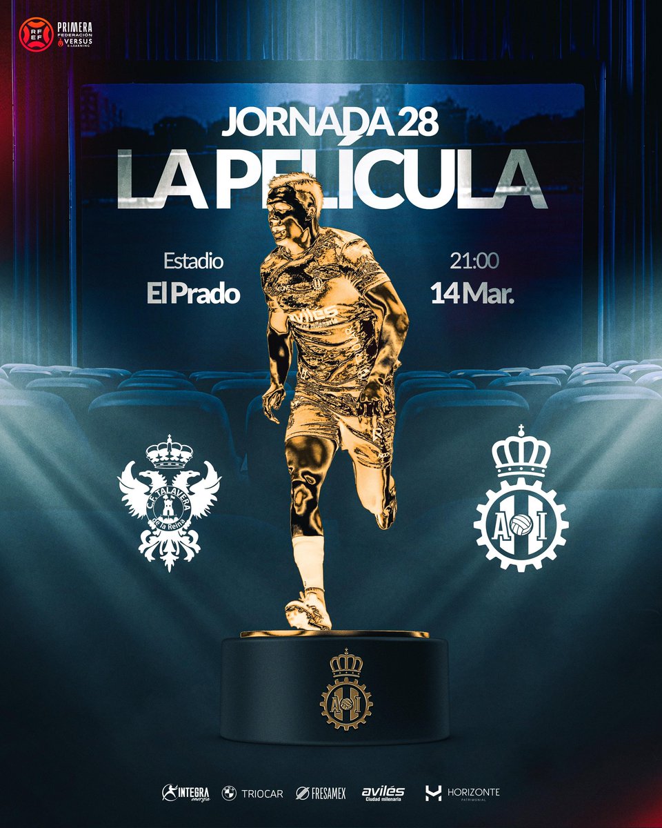 RealAvilesInd's tweet photo. ⚽ 𝐂𝐚𝐫𝐭𝐞𝐥 𝐝𝐞𝐥 𝐩𝐚𝐫𝐭𝐢𝐝𝐨 | Lᴀ ᴘᴇʟɪ́ᴄᴜʟᴀ ᴅᴇ ʟᴀ J28 🎬⚽

🏆 Jornada 28
🆚 @CFTalavera
🗓️ Sábado (21:00 horas)
🏟️ El Prado

🎫 Entradas online ya a la venta
🧣 Afición RAI (Fondo Virgen del Prado 'Visitante')

ℹ️ Info: https://t.co/1KUHJ2v5VY

#RealAvilésIndustrial 🔵⚪🔴