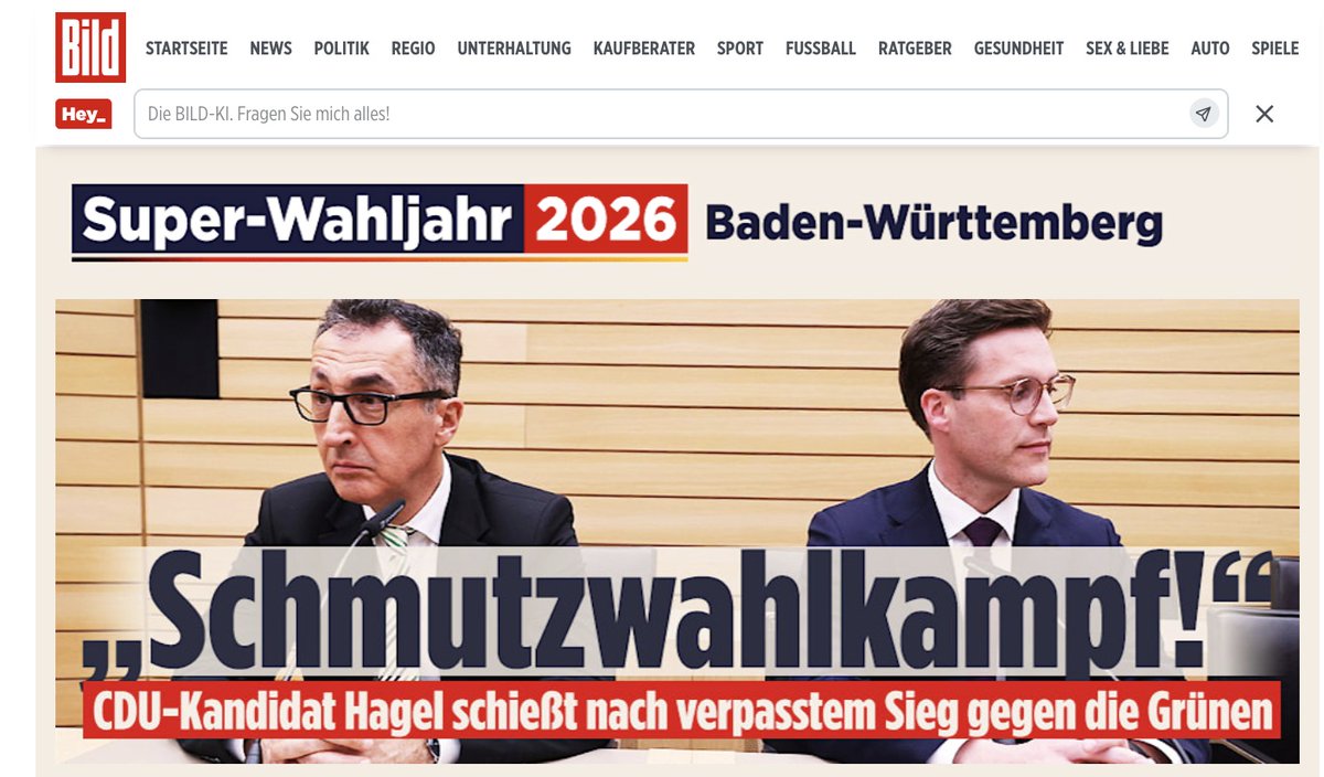 Habe ich das richtig verstanden, dass ausgerechnet die „Habeck reißt euch die Heizung persönlich raus“ Partei CDU,  nach der Wahlniederlage in BaWü ernsthaft den Grünen einen „Schmutzwahlkampf“ vorwirft, nur weil diese ihren Kandidaten mit Originalzitaten konfrontiert haben?