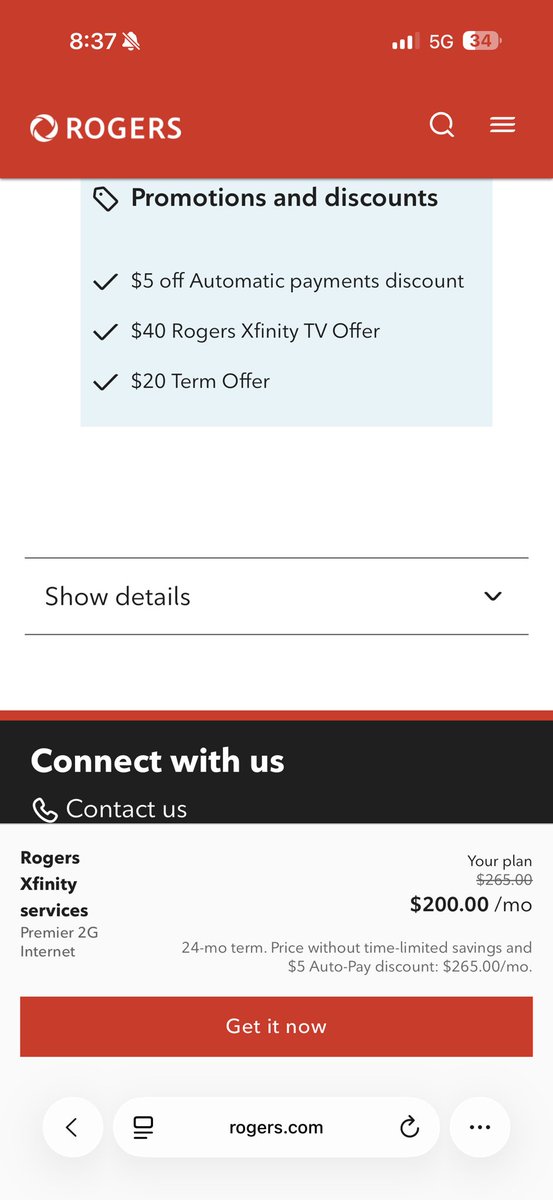 beleaf85's tweet photo. @RogersHelps The gentleman may have finally understood what I was explaining but the promo o received was 205 per month. At the final page before I submitted this is what was on screen. The math is not correct. I was looking to figure out if I would be paying 205 or 226 for the base plan. https://t.co/TErcGPaaRJ