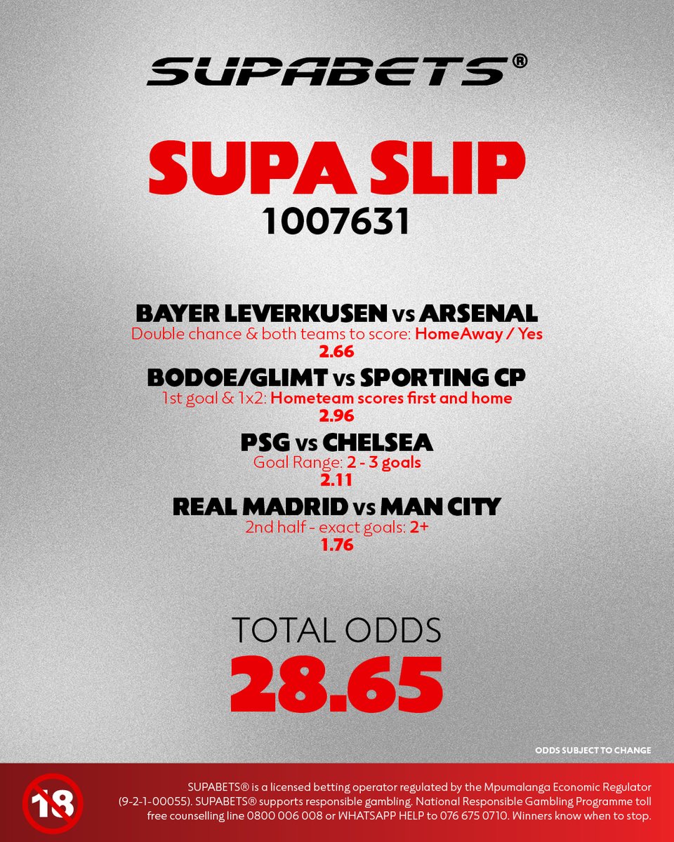 Supabets_mzansi's tweet photo. ⚽️Champions League 🏆
📆Last 1️⃣6️⃣ Leg 1️⃣
Follow us guys🫡
👉 1️⃣0️⃣0️⃣7️⃣6️⃣3️⃣1️⃣✅
👉 https://t.co/W1iDUT3wer ✅
#UCL #ucllast16 #supaslip #supabet
18+ | Bet Responsibly https://t.co/kcbSsOBIrB