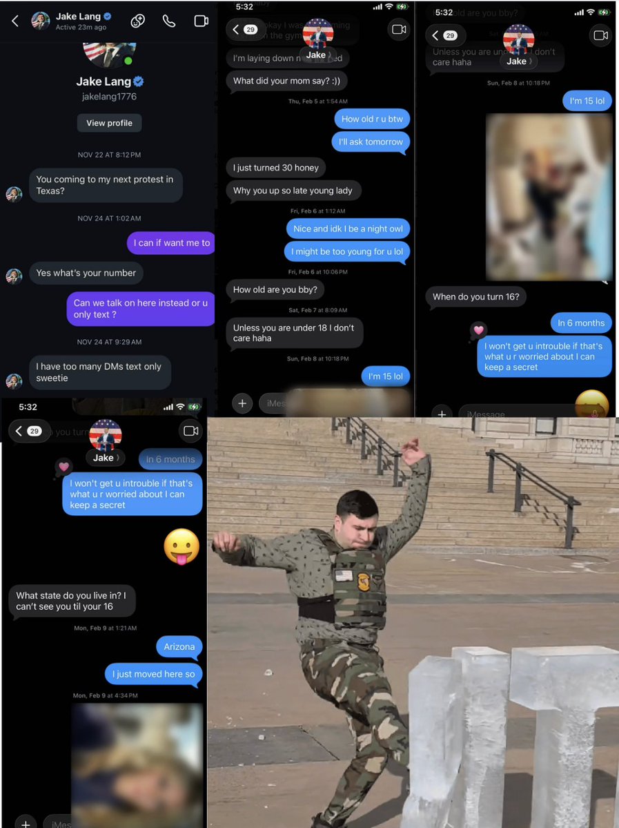 BREAKING:  Leaked Texts seem to show that far-right MAGA influencer Jake Lang, 31 was texting a man pretending to be a 15-year-old girl on Instagram.  

Read the alleged texts below.  

Why the hell are the people who shout and scream the most, calling everyone else pedos, the