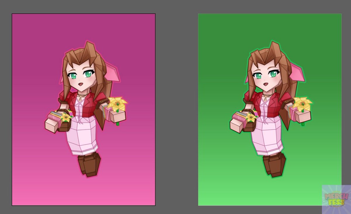 *tanyamerch gaiss, urgenttt, kalian prefer background yg pink atau hijau? Nder rencana bikin background transluscent utk akrilik keychain 🥹