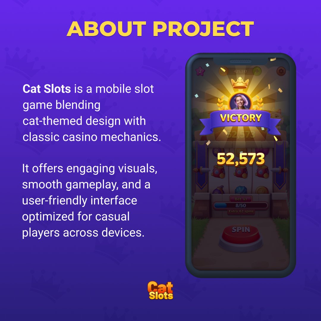 WhimsyGamesDev's tweet photo. 🎰 Cat Slots: When Reels Start to Purr

Soft paws. Bold spins. A whole lot of cats. 😻
A slot game built for fun, smooth gameplay, and visuals that pop.

Because when you build with Whimsy, even slot games can have nine lives.

 👉https://t.co/TmTle422pJ
#GameDev #SlotGame https://t.co/VyMx98U1xJ