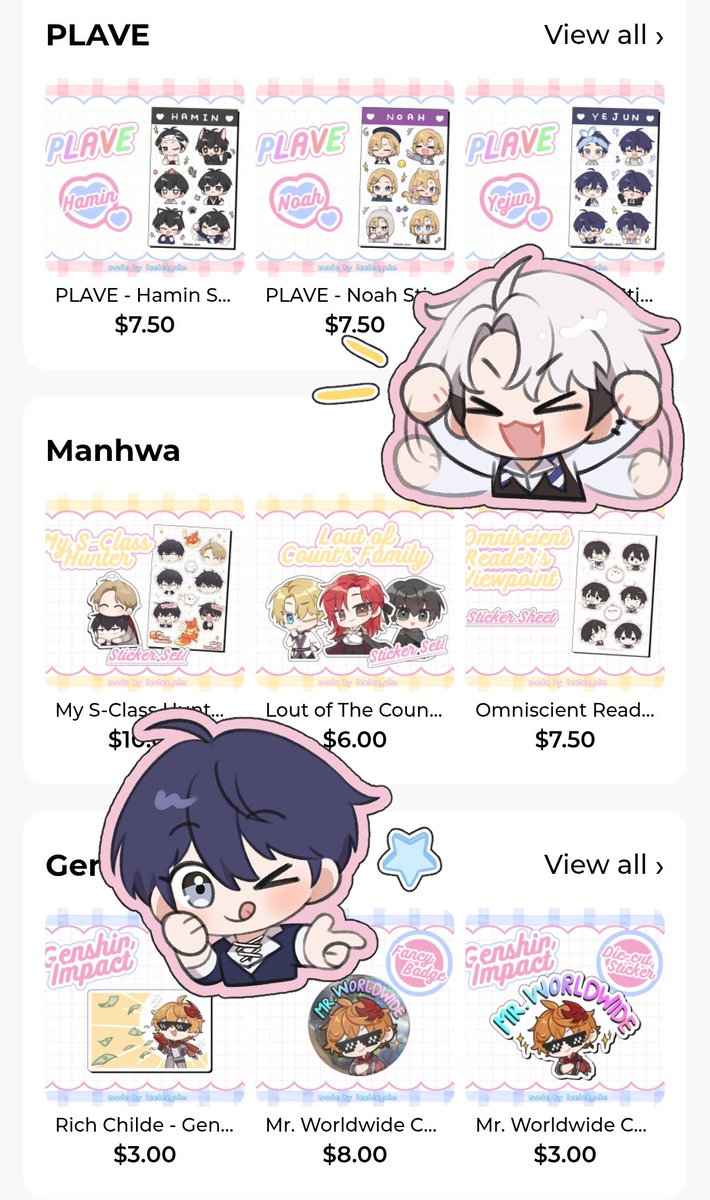 [❤️ and 🔄 is appreciated!🥹🙏]
Opening my first online store on ACGGOODS !🥳

I have put almost all merch i have made there! Please visit and take a look around!🥹👉👈

There's PLAVE, Genshin, LCF, ORV, S-Class, and a few animes(haikyuu, natsuyuu, banana fish) button pins🥰🥰 