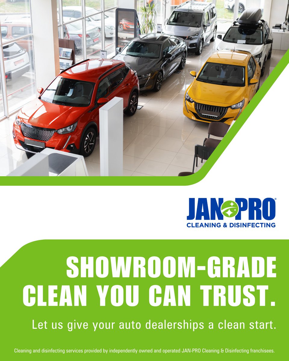 janprocentralga's tweet photo. JAN-PRO® Cleaning &amp; Disinfecting makes sure every surface is maintained to showroom-grade perfection, from gleaming floors to thoroughly sanitized touchpoints, so customers can step in with confidence, knowing the environment is safe, welcoming, and meticulously cared for. https://t.co/vbgBN6fb6R