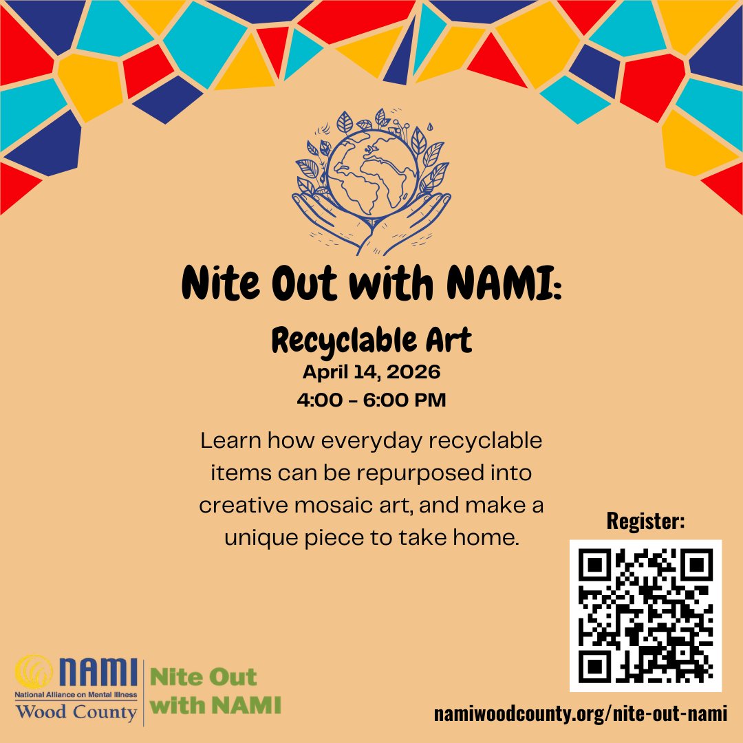 We’re excited to announce our upcoming Nite-Out with NAMI events! All events will take place at the NAMI Wood County Office and are free to attend. Register or learn more about each Nite-Out at namiwoodcounty.org/nite-out-nami.
