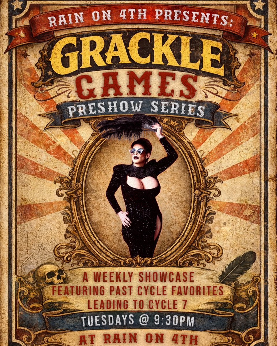 The Grackle Games: Preshow Series kicks off TONIGHT starting at 9:30 PM — a weekly showcase hosted by Lady Grackle and featuring past cycle favorites as we gear up for Cycle 7. 

New era loading. March 17 — Cycle 7 begins.