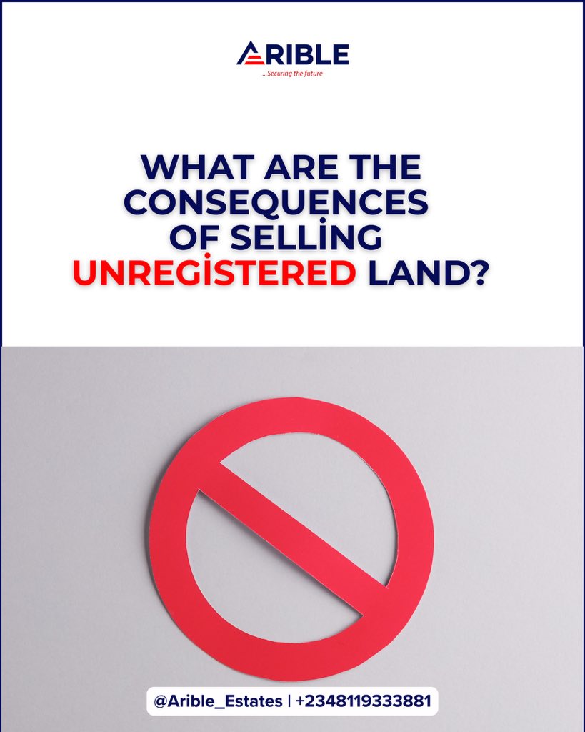 Arible_Estates's tweet image. Selling unregistered land can come with serious legal consequences. Know the risks before making a move. ⚠️

#knowledgeiskey
#AribleGroup
#realestate
#viralpost2026シ